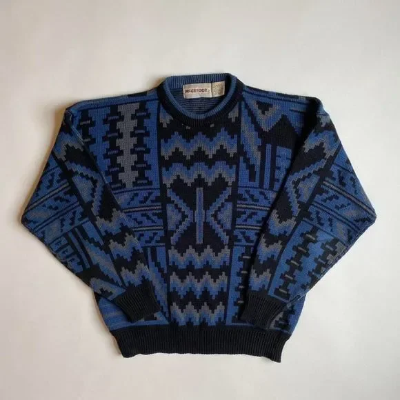 Vintage black & blue sweater - Picture 1 of 4